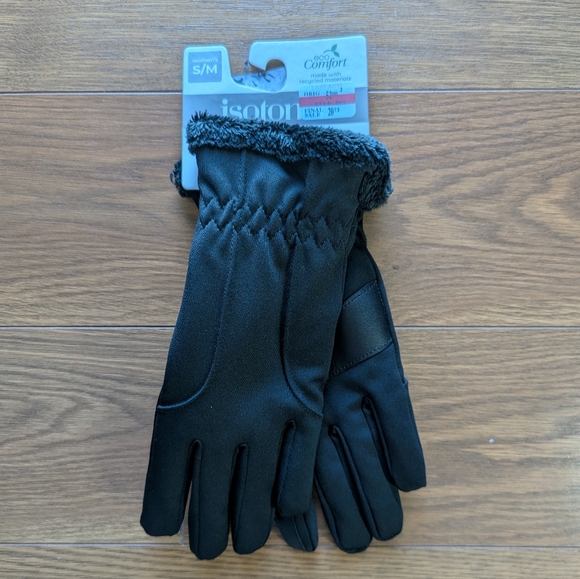 Isotoner Eco Comfort Gloves Women's S/M Black NWT - Picture 1 of 4
